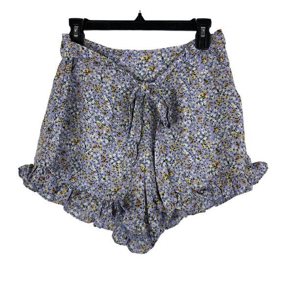Lulu's shorts purple floral printed ruffled - Picture 2 of 4